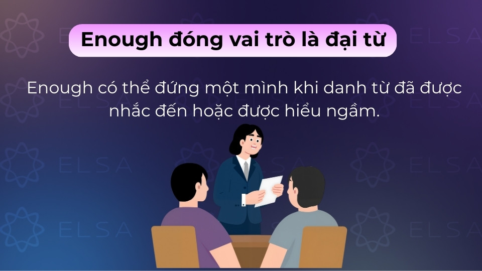 Enough đứng một mình thay thế cho danh từ đã nhắc đến để tránh lặp