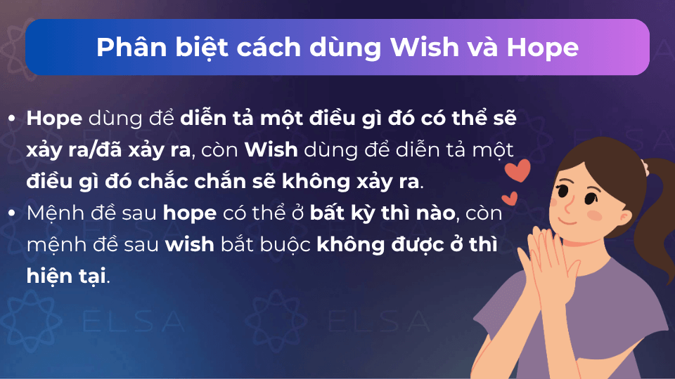 Sự khác biệt giữa wish và hope