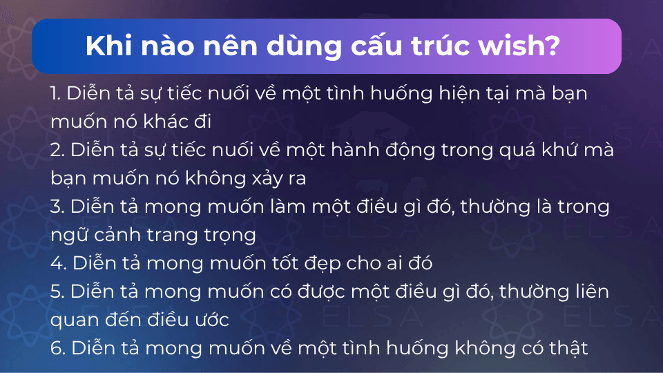 Các trường hợp dùng wish