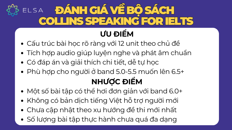 Đánh giá về bộ sách Collins Speaking for IELTS Đánh giá về bộ sách Collins Speaking for IELTS