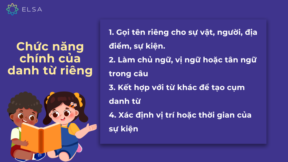 4 chức năng chính của danh từ riêng