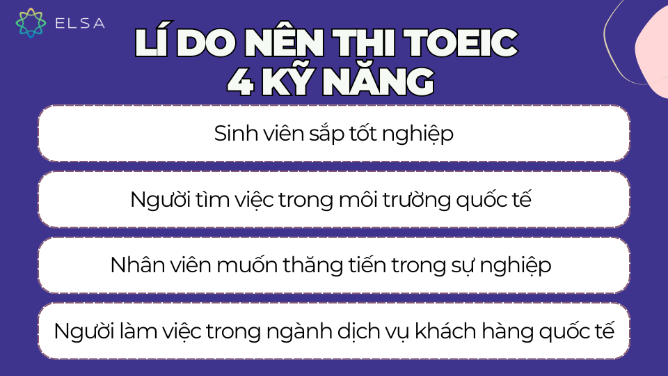 Việc tham gia kỳ thi TOEIC 4 kỹ năng mang lại nhiều lợi ích thiết thực Việc tham gia kỳ thi TOEIC 4 kỹ năng mang lại nhiều lợi ích thiết thực