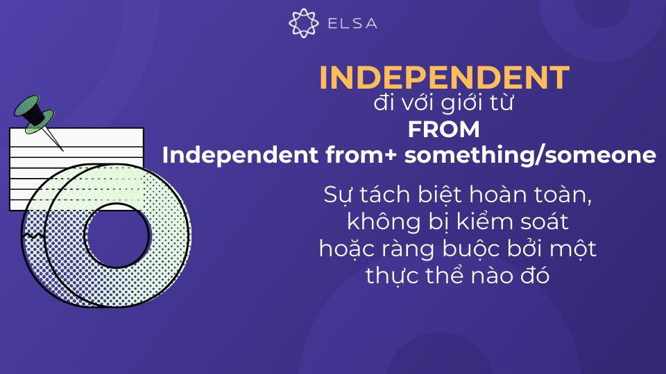 Independent đi với from thường dùng để nói về sự tách biệt hoàn toàn