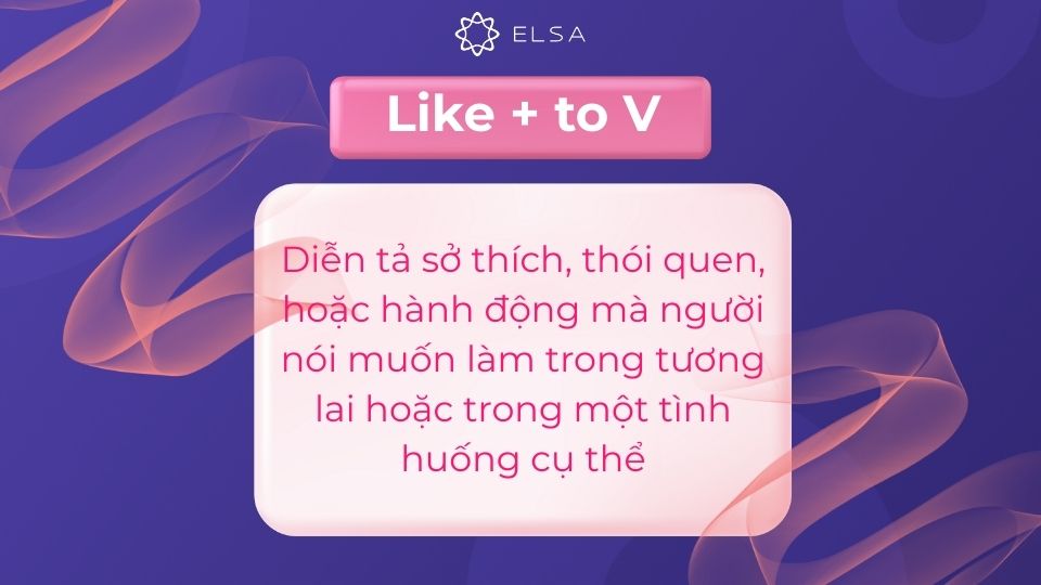 Like + to V dùng để diễn tả sở thích, thói quen Like + to V dùng để diễn tả sở thích, thói quen