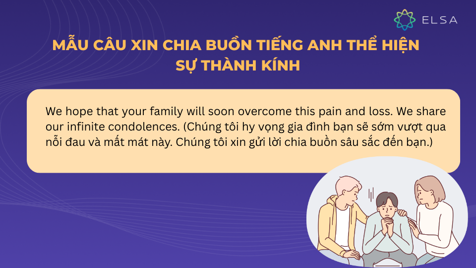 Mẫu câu xin chia buồn tiếng Anh thể hiện sự thành kính