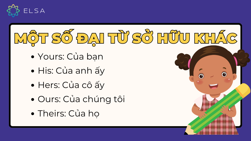 Một số đại từ sở hữu khác ngoài mine Một số đại từ sở hữu khác ngoài mine