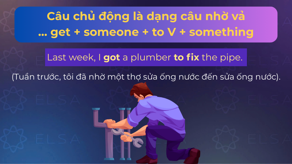 Ví dụ câu chủ động là dạng câu nhờ vả