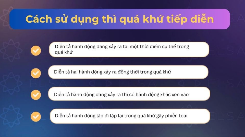Cách sử dụng thì quá khứ tiếp diễn