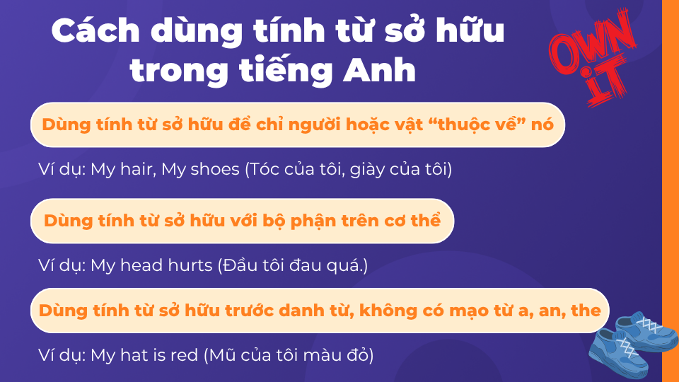 Những cách dùng tính từ sở hữu trong tiếng Anh  Những cách dùng tính từ sở hữu trong tiếng Anh