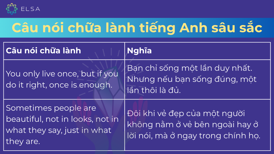 Một số câu nói chữa lành tiếng Anh sâu sắc