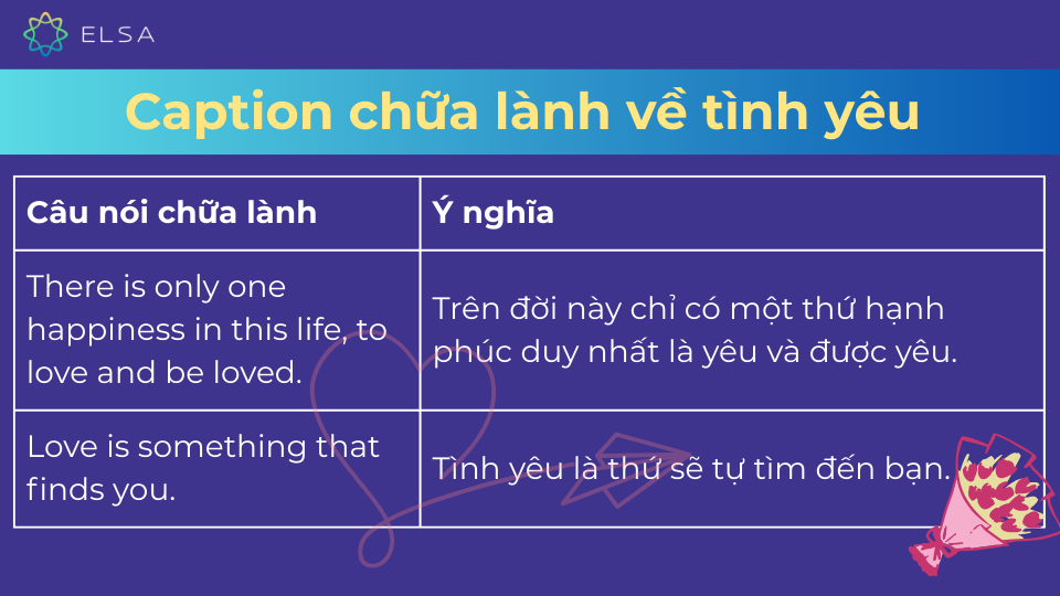 Một số caption chữa lành về tình yêu