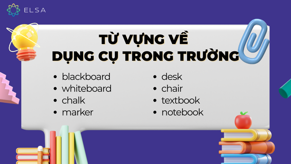 Từ vựng về dụng cụ trong trường Từ vựng về dụng cụ trong trường