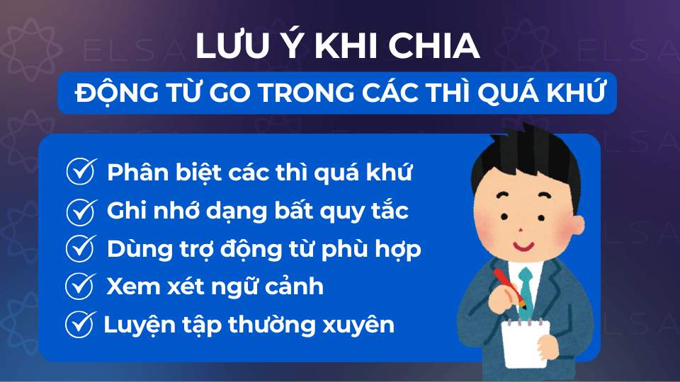 Một số lưu ý khi chia động từ Go trong các thì quá khứ
