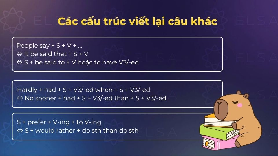 Các dạng cấu trúc viết lại câu khác