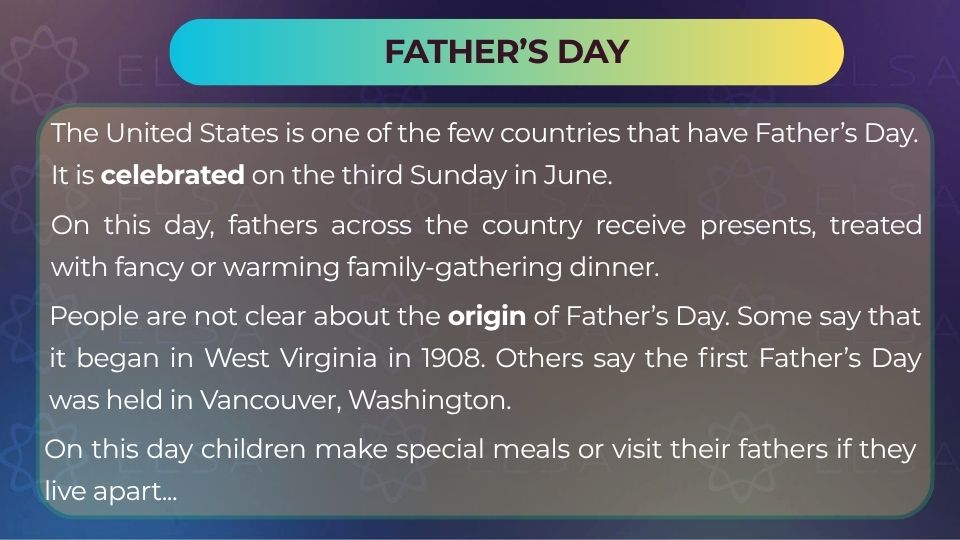 Bài luyện đọc tiếng Anh theo chủ đề Father’s Day | ELSA Speak
