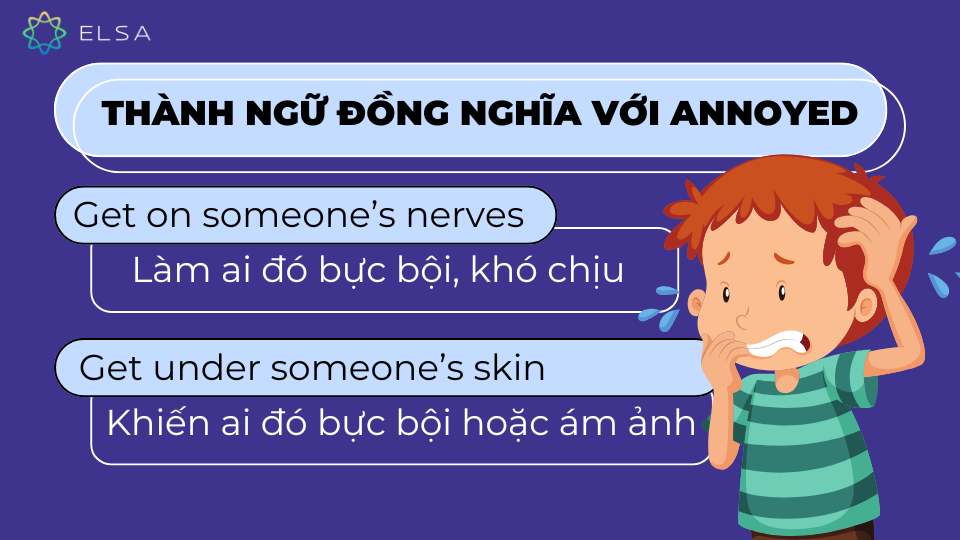 Một số thành ngữ đồng nghĩa với annoyed Một số thành ngữ đồng nghĩa với annoyed