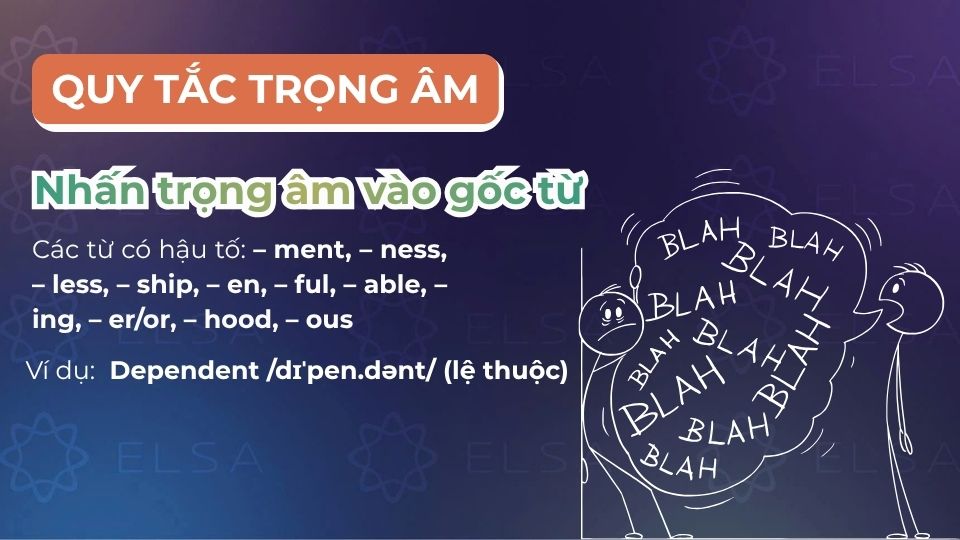 Nhấn trọng âm vào gốc từ
