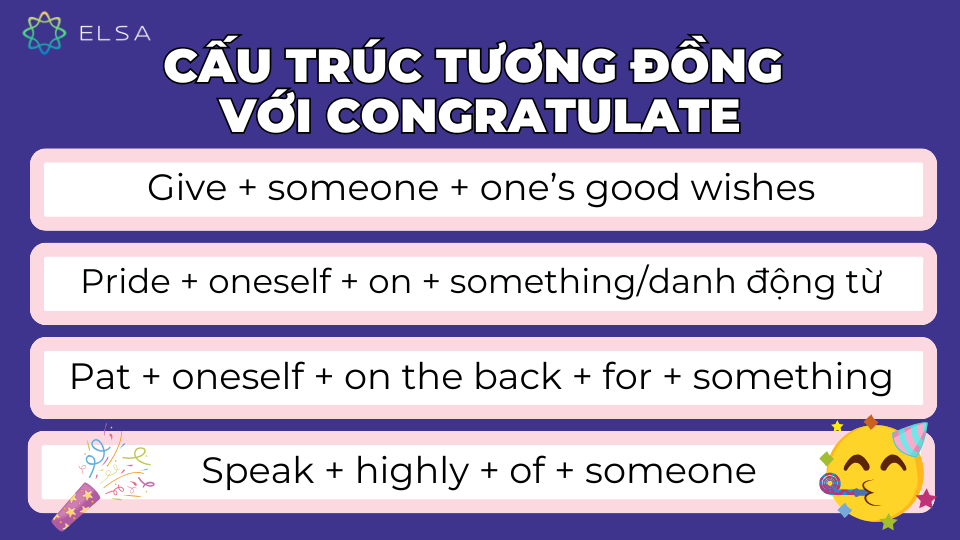 Các cấu trúc tương đồng với congratulate Các cấu trúc tương đồng với congratulate