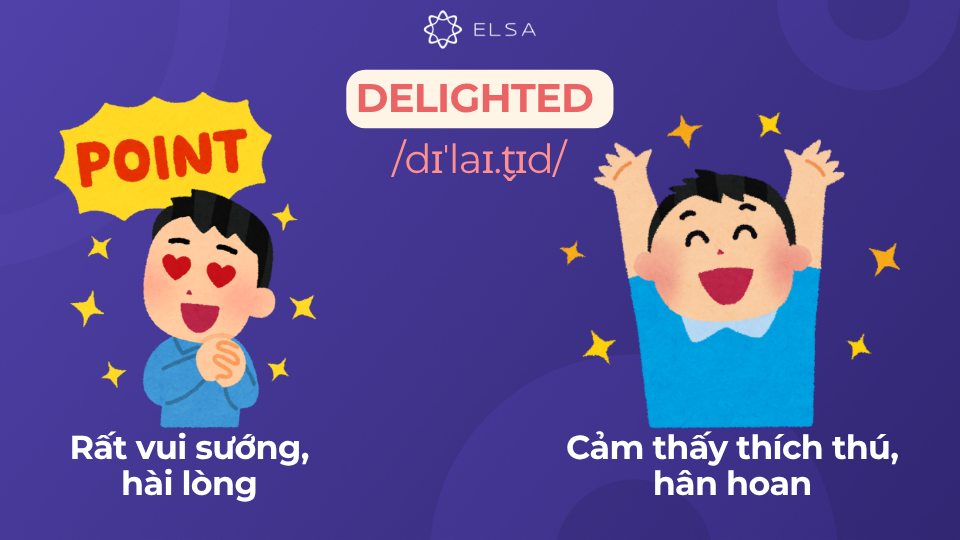 Ý nghĩa của delighted Ý nghĩa của delighted