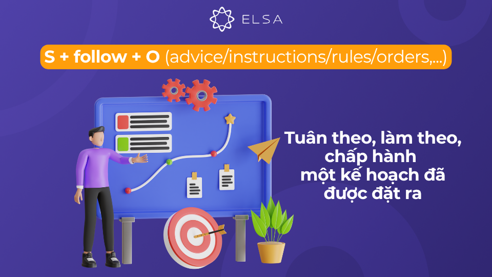 Cấu trúc S + follow + O (advice/instructions/rules/orders,...) Cấu trúc S + follow + O (advice/instructions/rules/orders,...)