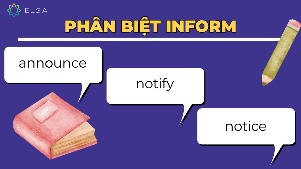 Phân biệt inform với announce, notify và notice Phân biệt inform với announce, notify và notice