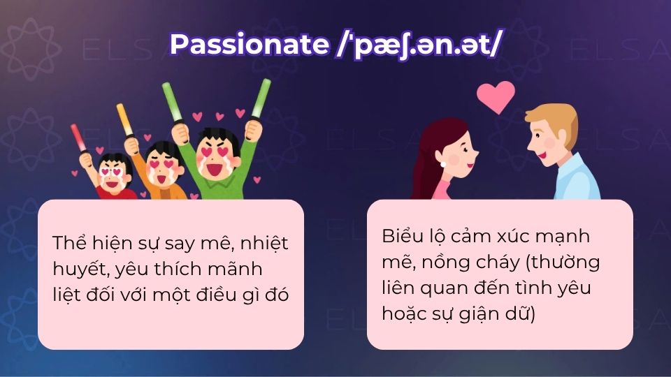 Các nét nghĩa của passionate 