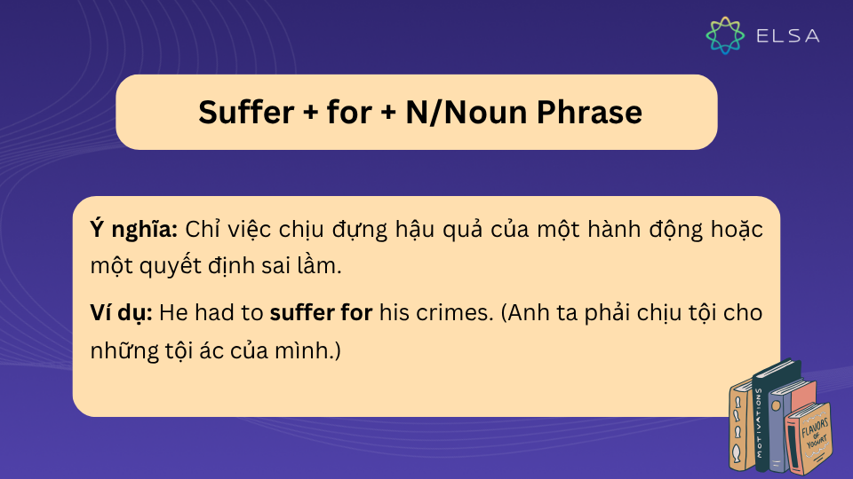 Suffer for chỉ việc phải chịu khổ do trừng phạt hoặc trả giá cho hành động