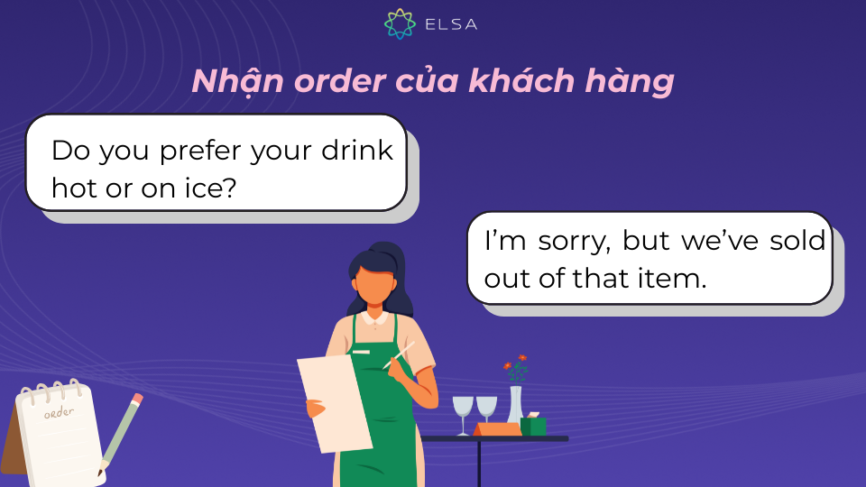 Những mẫu câu dùng để nhận order của khách hàng Những mẫu câu dùng để nhận order của khách hàng