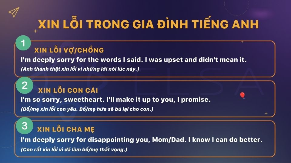 Lời xin lỗi tiếng Anh dành cho các mối quan hệ gia đình Lời xin lỗi tiếng Anh dành cho các mối quan hệ gia đình