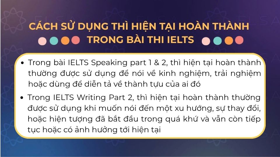 Cách sử dụng thì hiện tại hoàn thành trong bài thi IELTS