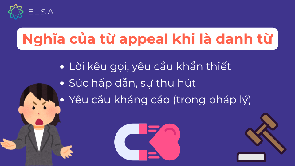 Các nghĩa của appeal khi là danh từ
