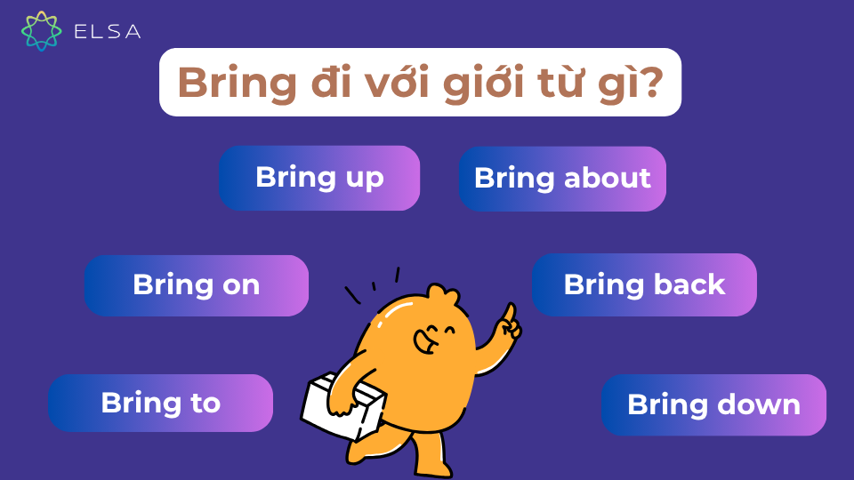 Bring có thể đi cùng nhiều giới từ khác nhau tùy ngữ cảnh