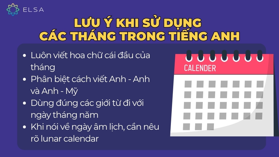 Lưu ý khi sử dụng các tháng trong tiếng Anh Lưu ý khi sử dụng các tháng trong tiếng Anh