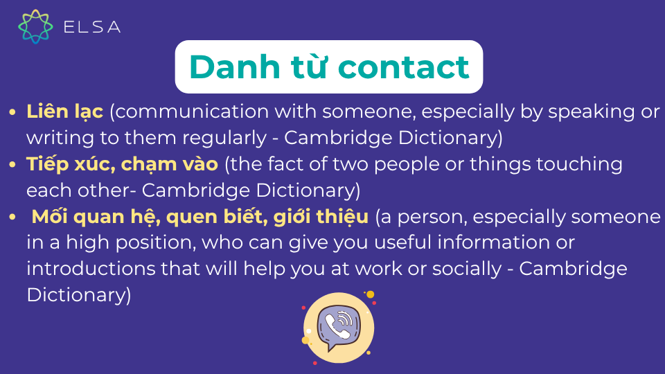 Contact có vai trò danh từ