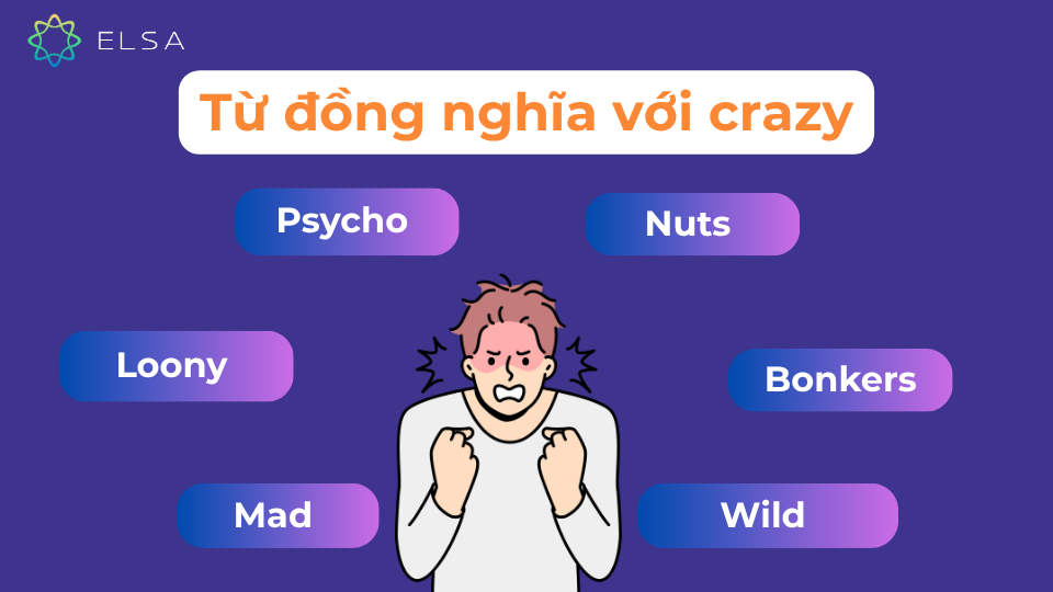Một số từ đồng nghĩa với crazy