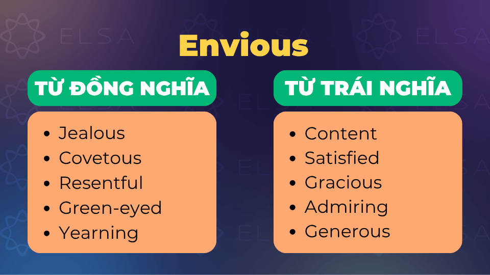 Từ đồng nghĩa và trái nghĩa với envious Từ đồng nghĩa và trái nghĩa với envious
