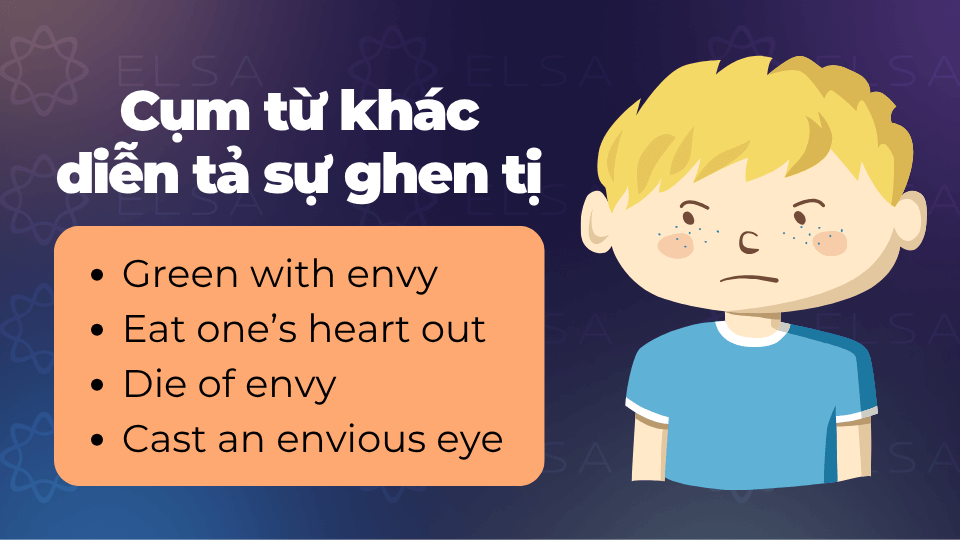 Một số cụm từ khác diễn tả sự ghen tị Một số cụm từ khác diễn tả sự ghen tị