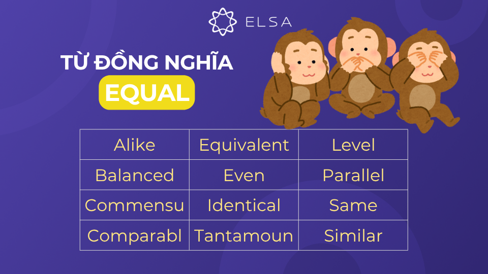 Các từ đồng nghĩa với equal