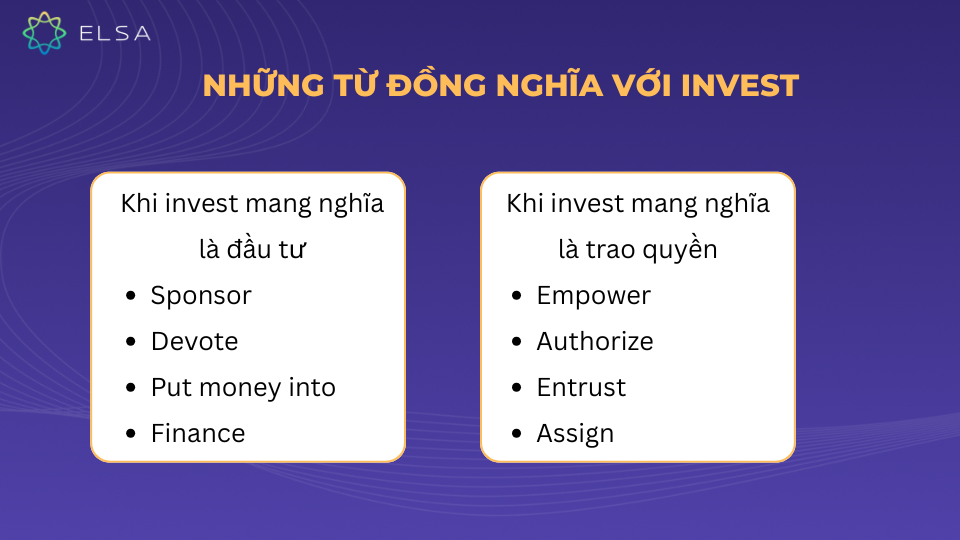 Một số từ đồng nghĩa với Invest