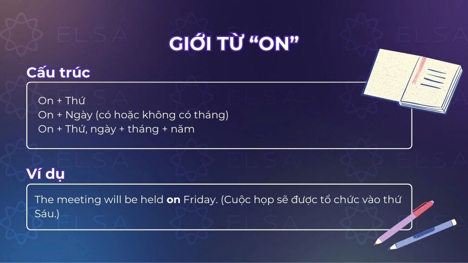 Cách dùng giới từ on khi viết ngày tháng trong tiếng Anh