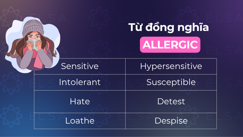 Các từ vựng đồng nghĩa với allergic