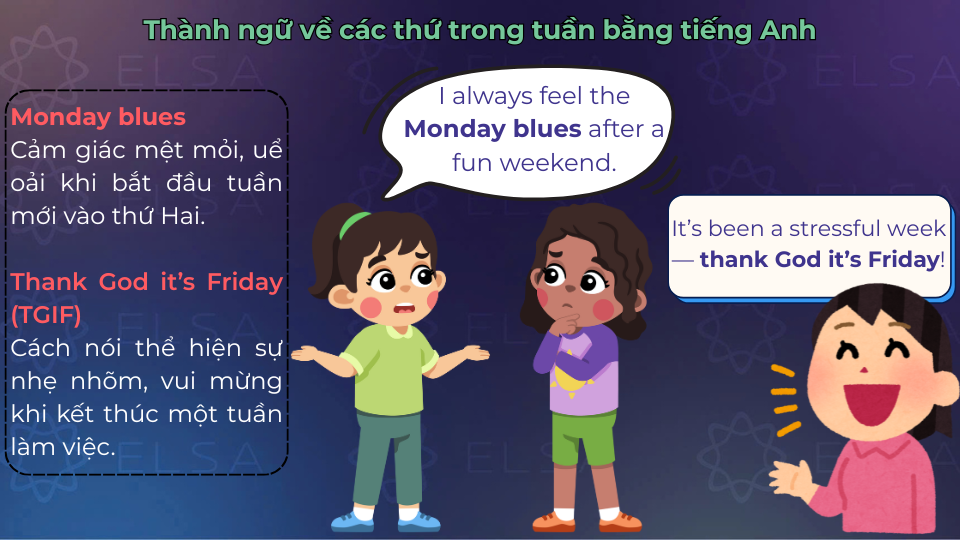 Một số thành ngữ về các thứ trong tuần bằng tiếng Anh Một số thành ngữ về các thứ trong tuần bằng tiếng Anh