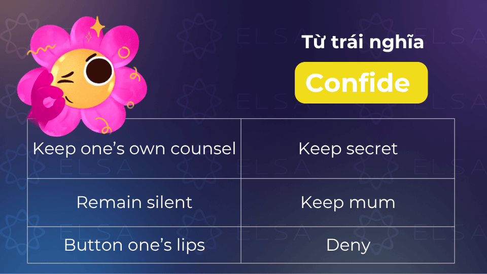 Từ trái nghĩa với confide Từ trái nghĩa với confide