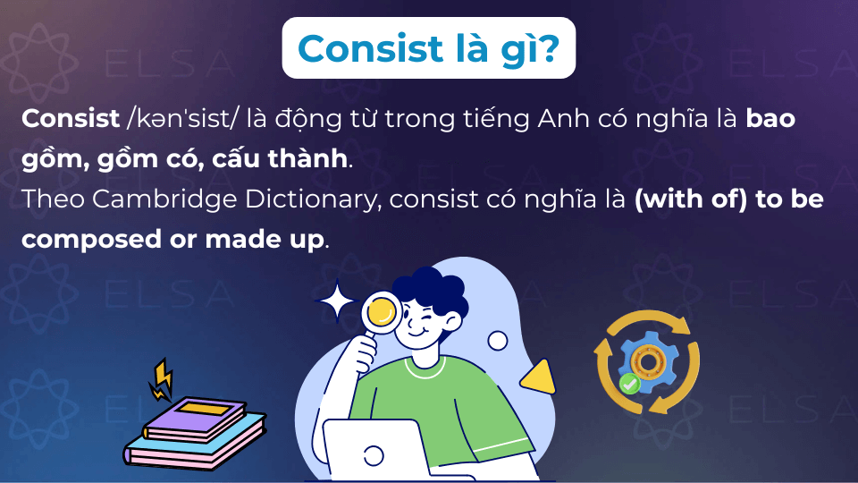 Consist nghĩa là bao gồm Consist nghĩa là bao gồm, gồm có, cấu thành