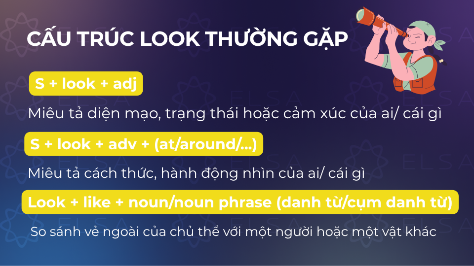 Cấu trúc look thường gặp trong tiếng Anh Cấu trúc look thường gặp trong tiếng Anh