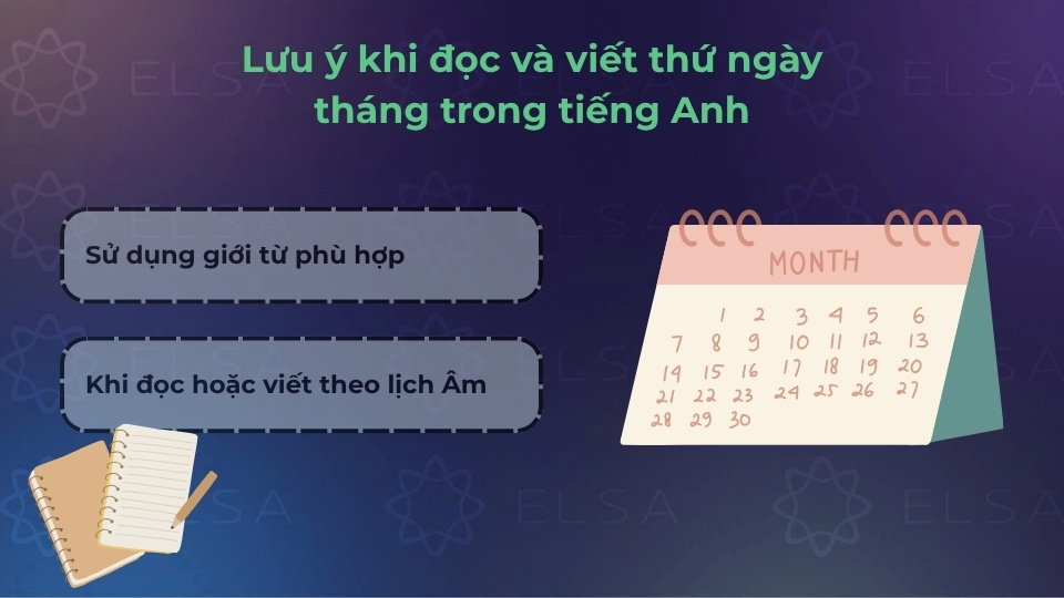 Lưu ý khi đọc thứ ngày tháng trong tiếng Anh