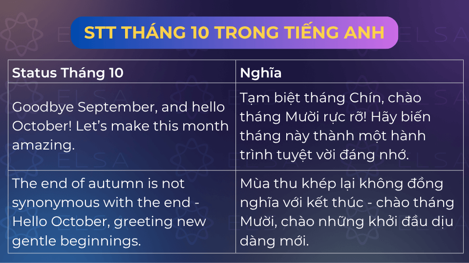 Những câu status hay về tháng 10