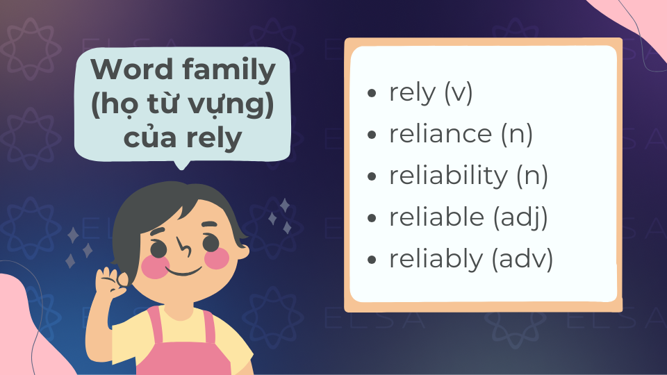 Word family (họ từ vựng) của rely Word family (họ từ vựng) của rely