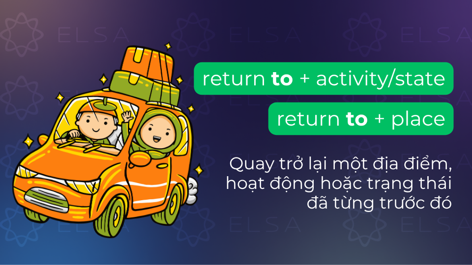 Return to diễn tả hành động quay trở lại một địa điểm, hoạt động hoặc trạng thái