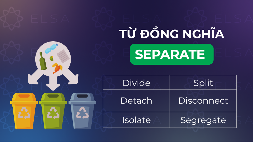 Một số từ đồng nghĩa với separate Một số từ đồng nghĩa với separate